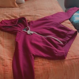 cozy wine long-sleeved crop top jacket